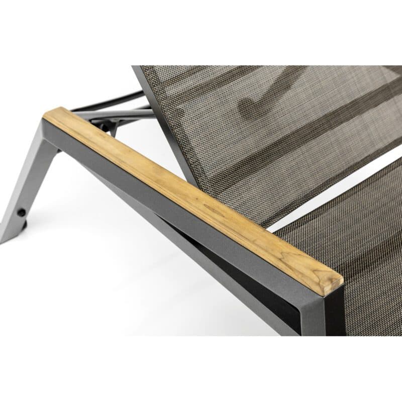 Kettler Ocean Skid/Memphis Sonnenliege, Alu anthrazit, Textilene bronze, Armlehnen Teak