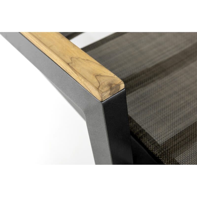 Kettler Ocean Skid/Memphis Sonnenliege, Alu anthrazit, Textilene bronze, Armlehnen Teak