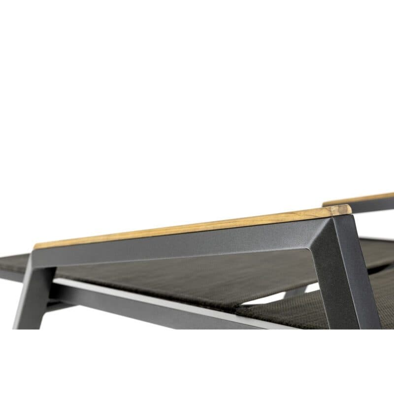 Kettler Ocean Skid/Memphis Sonnenliege, Alu anthrazit, Textilene bronze, Armlehnen Teak