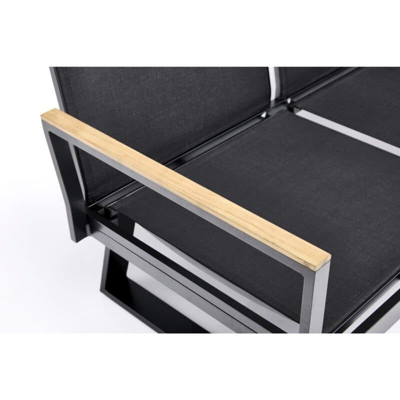 Kettler Rasmus Lounge/Liege, 3-sitzig, Alu anthrazit, Twitchell® charcoal, Armlehne Teak
