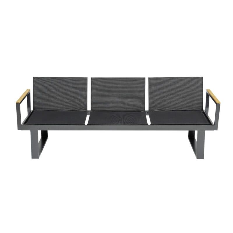 Kettler Rasmus Lounge/Liege, 3-sitzig, Alu anthrazit, Twitchell® charcoal, Armlehne Teak