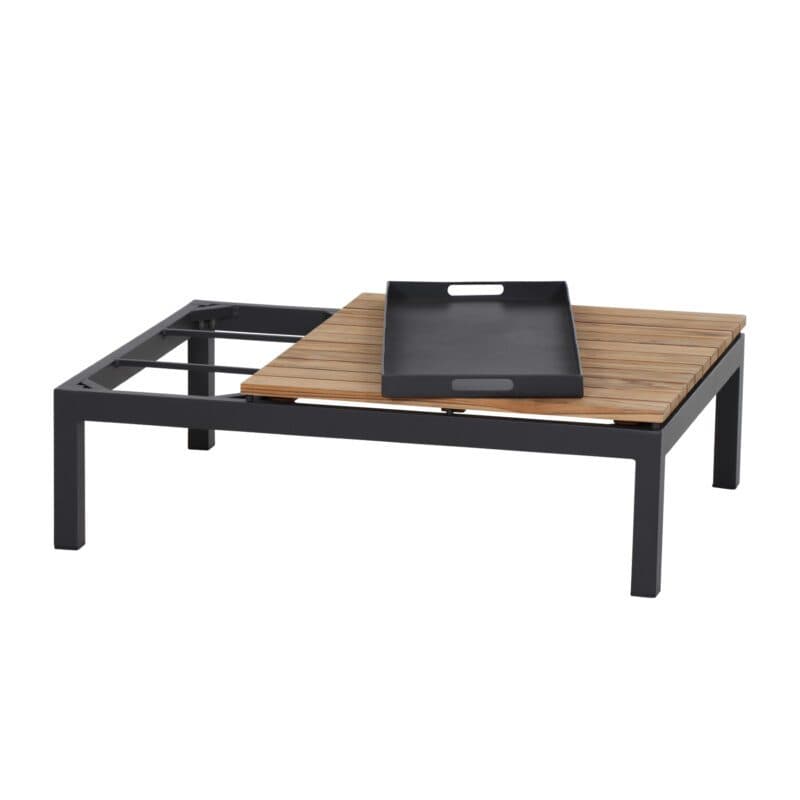 Siena Garden "Alvida" Loungetisch inkl. Tablett, Gestell Aluminium matt anthrazit, Tischplatte Teakholz, 102x74 cm