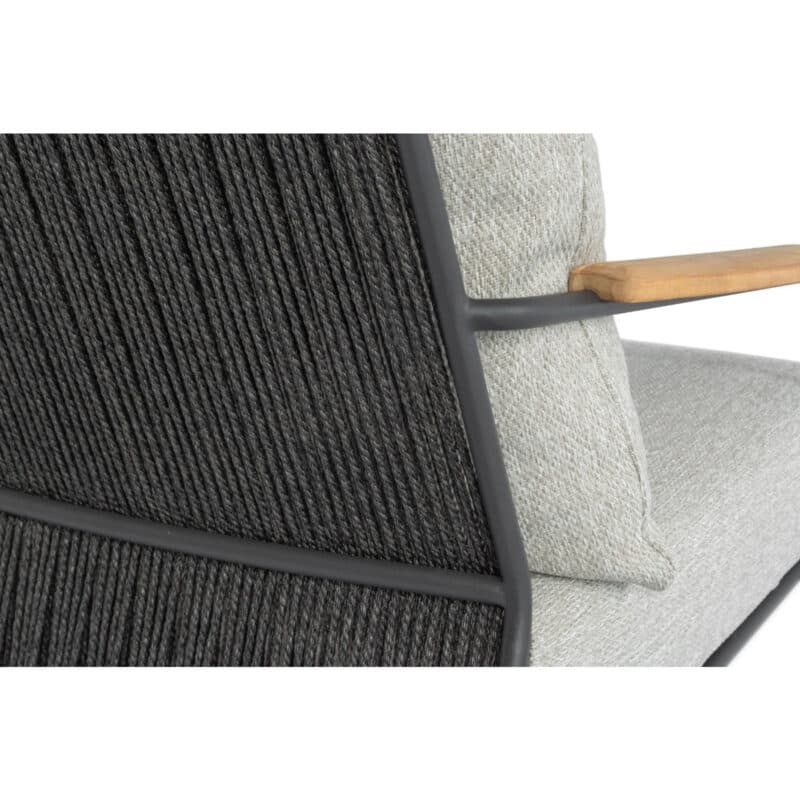 4seasons Outdoor "Balade" Loungemöbel, Edelstahl anthrazit, Rope anthrazit, Armlehnen Teak