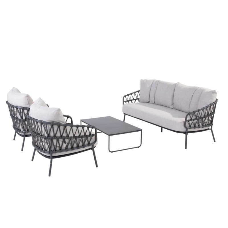 4Seasons Outdoor Loungeset "Calpi", Aluminium anthrazit, Rope anthrazit mit Loungetisch "Dali"