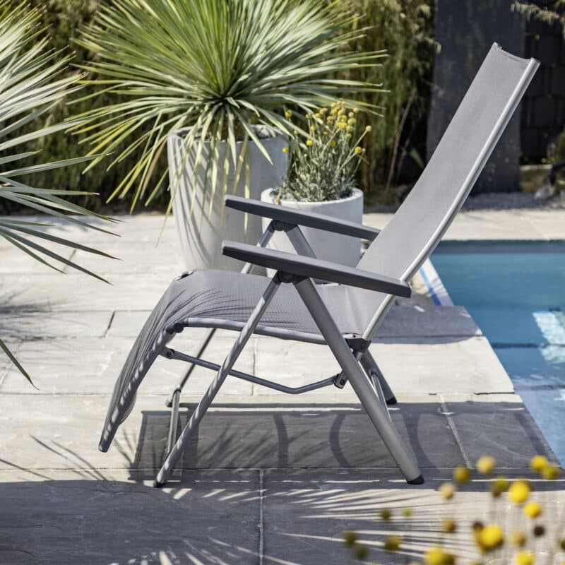 Kettler "Cirrus" Silver-Line Relaxsessel XL, Alu silber, Textilbespannung anthrazit-grau