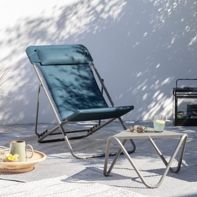 Lafuma Liegestuhl "Maxi Transat Plus BeComfort®", Gestell Stahl titane, Liegefläche BeComfort® bleu encre © LAFUMA MOBILIER - Pierrick Verny