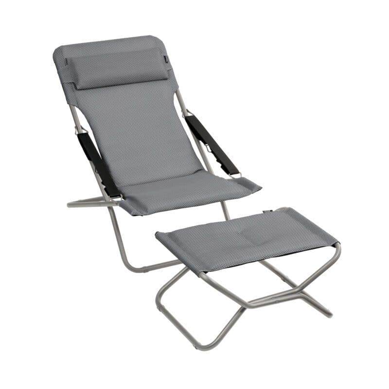 Lafuma "Transabed" Liegestuhl mit "Next" Hocker, Gestell Stahl titane, Sitzfläche BeComfort® silver