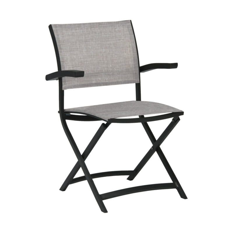 Balkonklappstuhl "Camillo" von Stern, Gestell Aluminium schwarz matt, Textilgewebe Leinen grau
