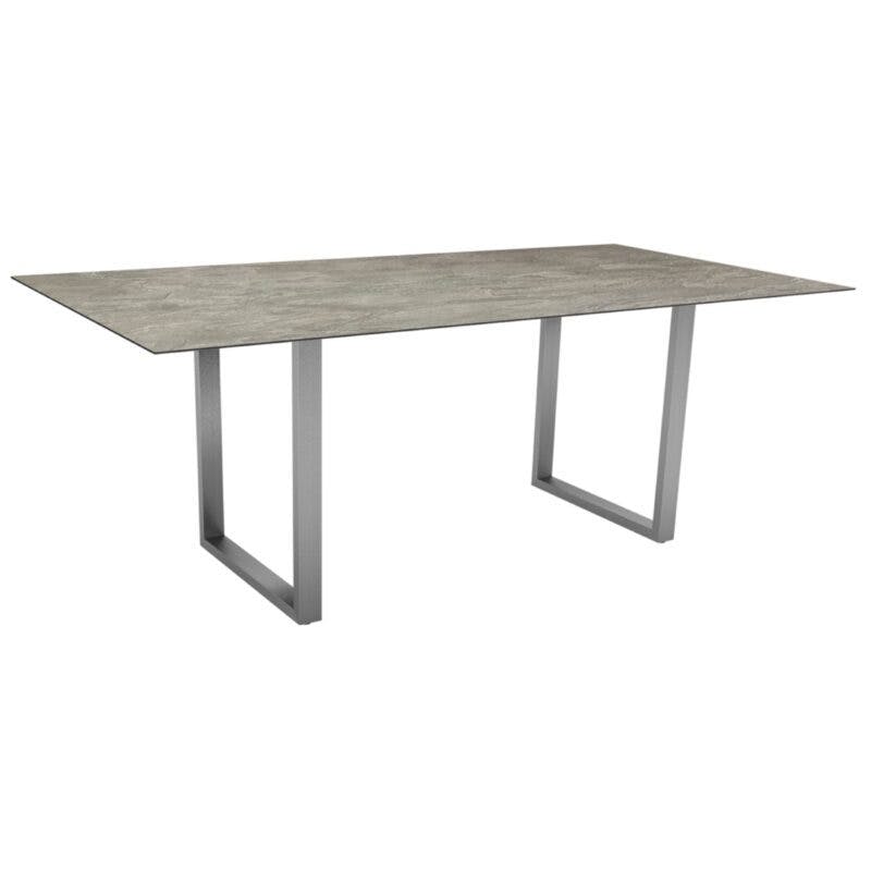 Stern Kufentisch, Gestell Edelstahl, Tischplatte HPL Slate Stone, Tischgröße: 200x100 cm