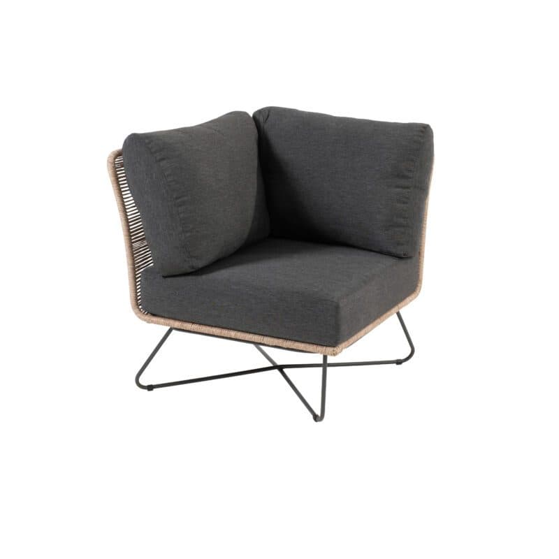4Seasons Outdoor "Belmond" Lounge-Eckteil, Gestell Edelstahl anthrazit, Polyrattan natur, Kissen Olefin anthrazit