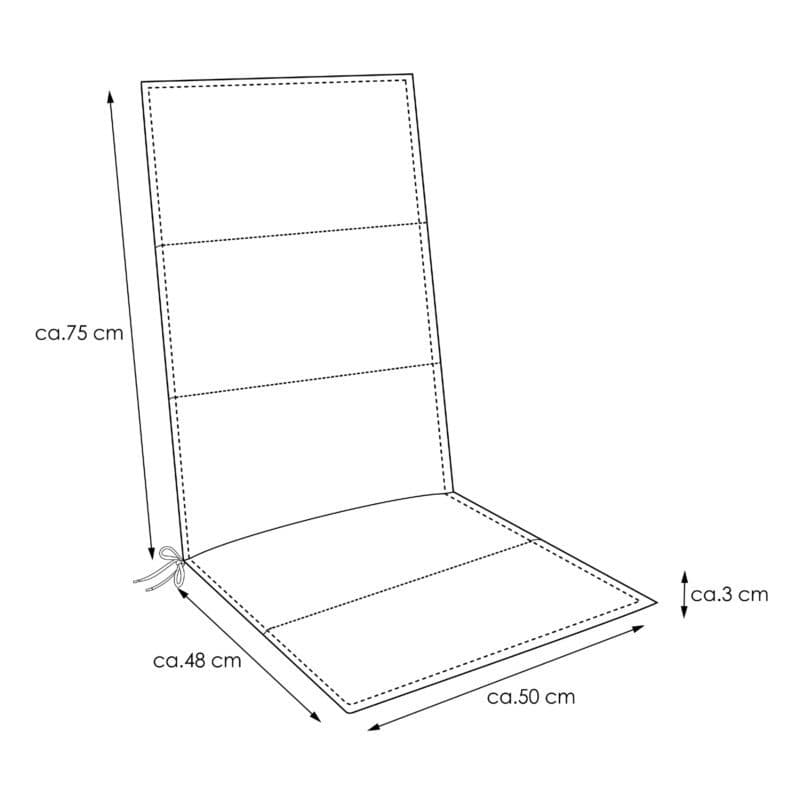 KETTtex Auflage für Hochlehner/Klappsessel, 123x50x3 cm, mit Quersteppung & Reißverschluss