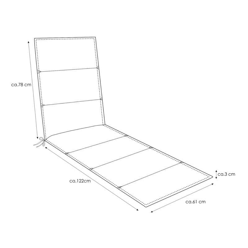 KETTtex Auflage für Gartenliege, 200x60x3 cm, mit Quersteppung & Reißverschluss
