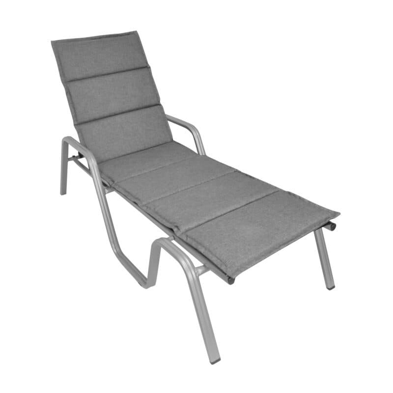 KETTtex Auflage für Gartenliege, 200x60x3 cm, grau, mit Quersteppung & Reißverschluss
