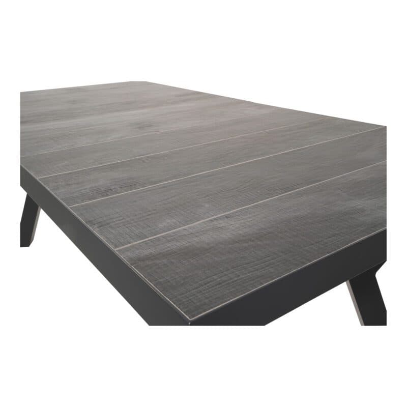 Lesli Living “Castilla“ Ausziehtisch, Gestell Aluminium charcoal, Tischplatte Keramik wood grey, 204/264x102 cm