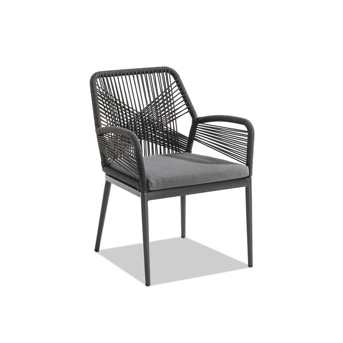 Niehoff "Venedig" Gartenstuhl, Aluminium anthrazit, Rope grau, Sitzkissen grau