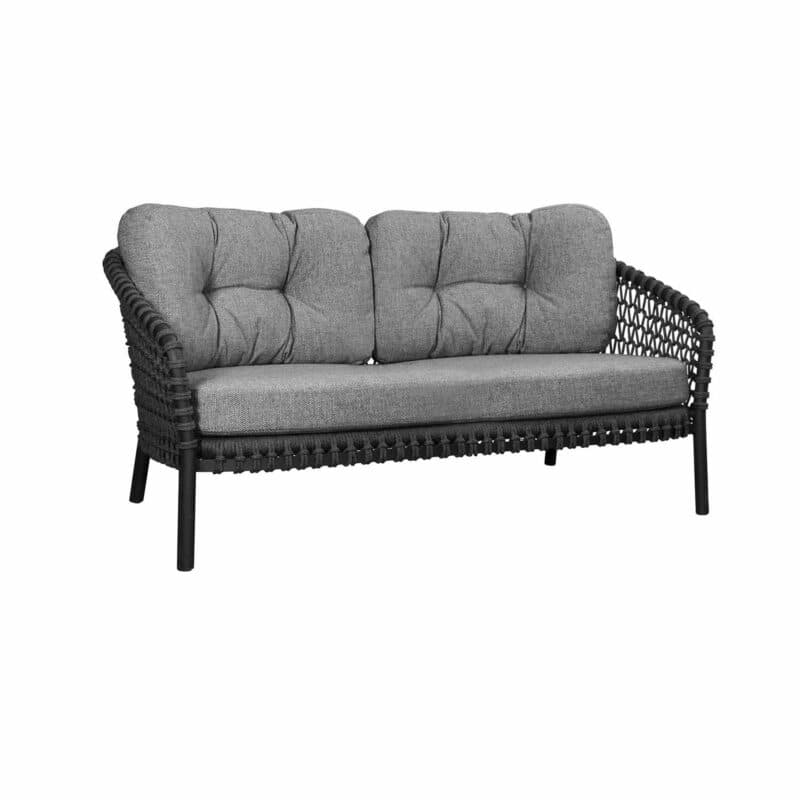 Cane-line "Ocean Large" 2-Sitzer Loungesofa, Gestell Aluminium grau, Soft Rope dark grey, Kissenset dark grey