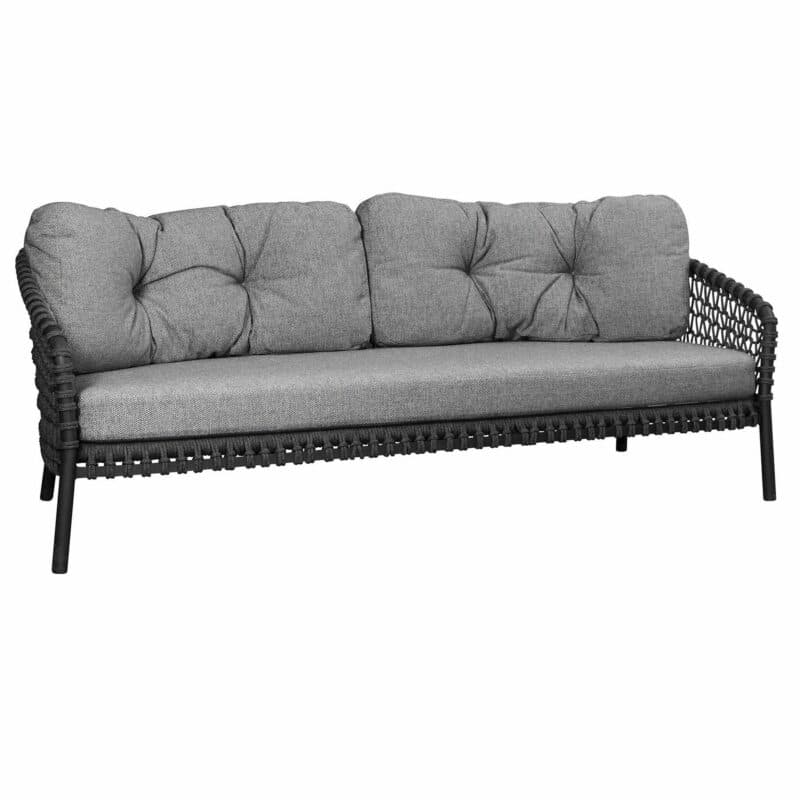 Cane-line "Ocean Large" 3-Sitzer Loungesofa, Gestell Aluminium grau, Soft Rope dark grey, Kissenset dark grey