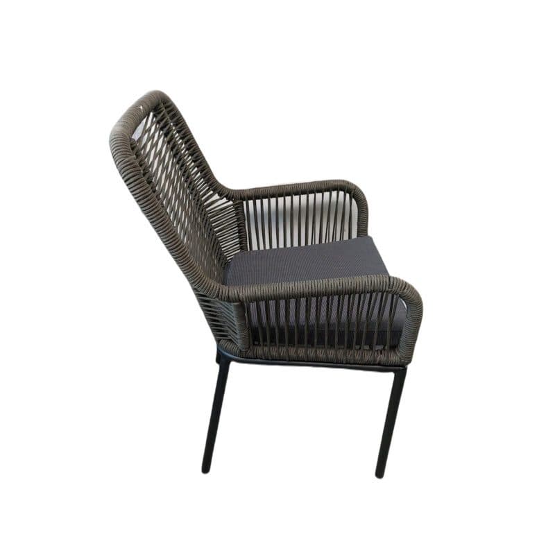 Home Islands "Mekong" Diningsessel, Gestell Aluminium schwarz matt, Rope anthrazit