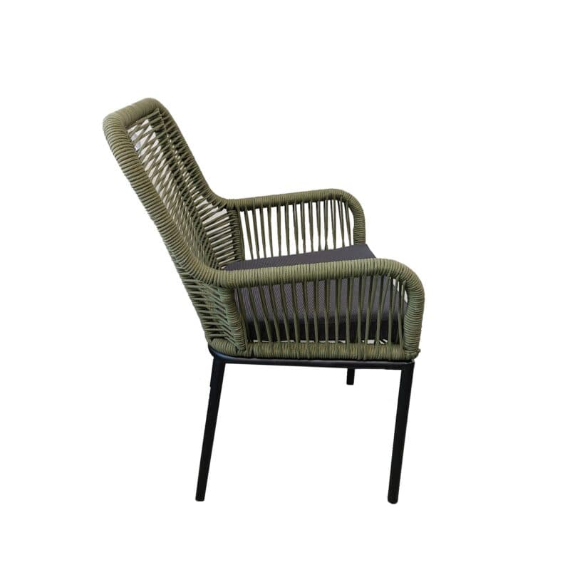 Home Islands "Mekong" Diningsessel, Gestell Aluminium schwarz matt, Rope moosgrün