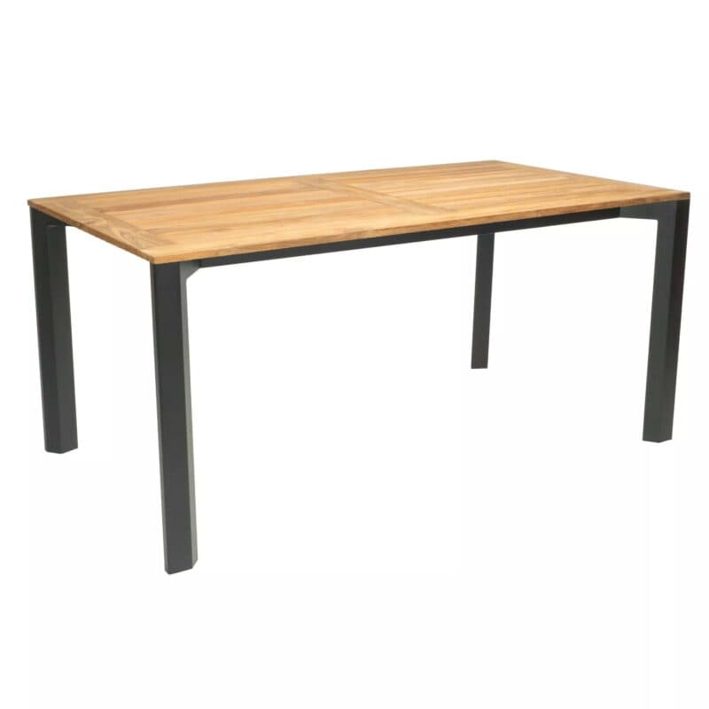 Stern Gartentisch Penta, Gestell Aluminium anthrazit, Tischplatte Teakholz, 160x90cm