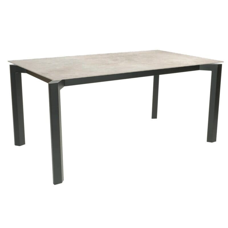 Stern Gartentisch Penta, Gestell Aluminium anthrazit, Tischplatte Dekton Lava hellgrau, 160x90cm