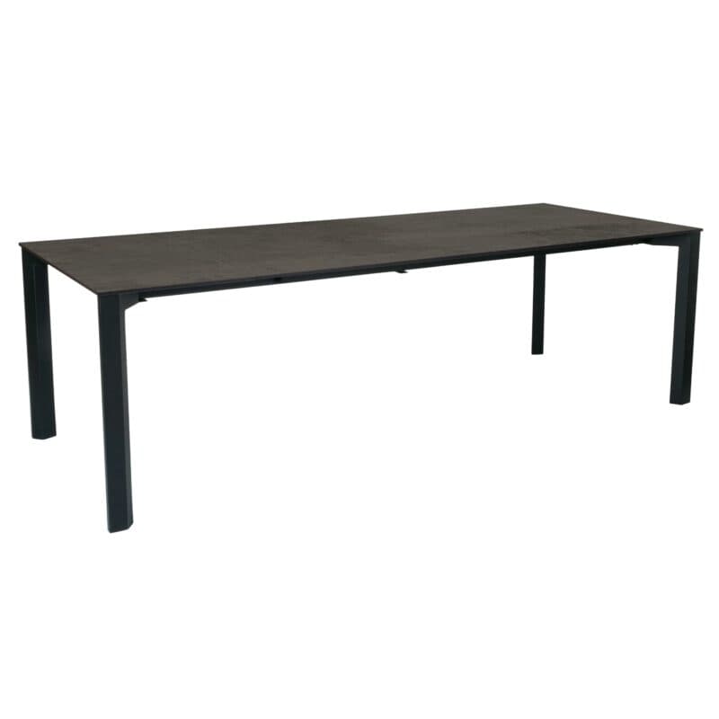 Stern Penta Ausziehtisch, Gestell Aluminium schwarz matt, Tischplatte HPL Smoky, 200-250x100cm