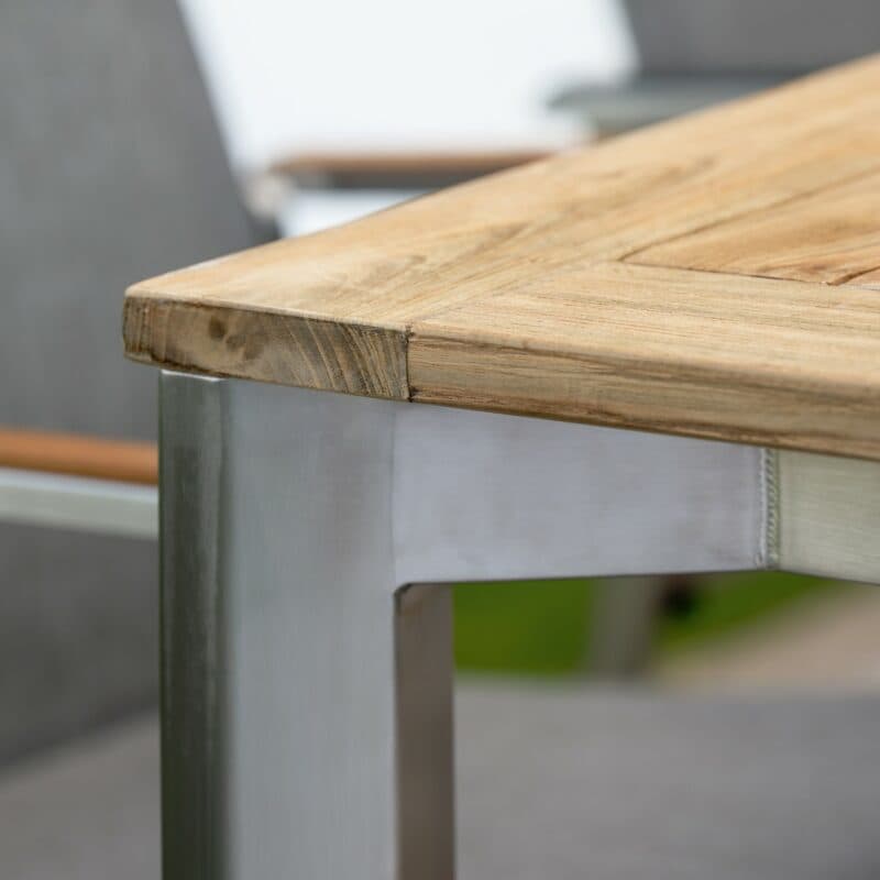 Stern Penta Gartentisch, Gestell Edelstahl, Tischplatte Teakholz