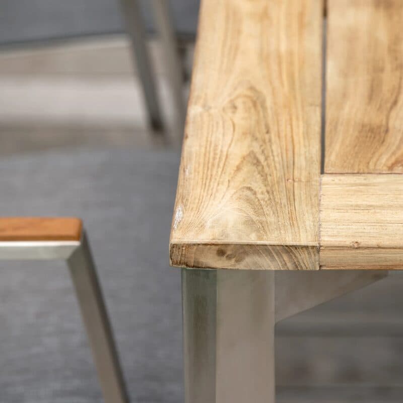 Stern Penta Gartentisch, Gestell Edelstahl, Tischplatte Teakholz