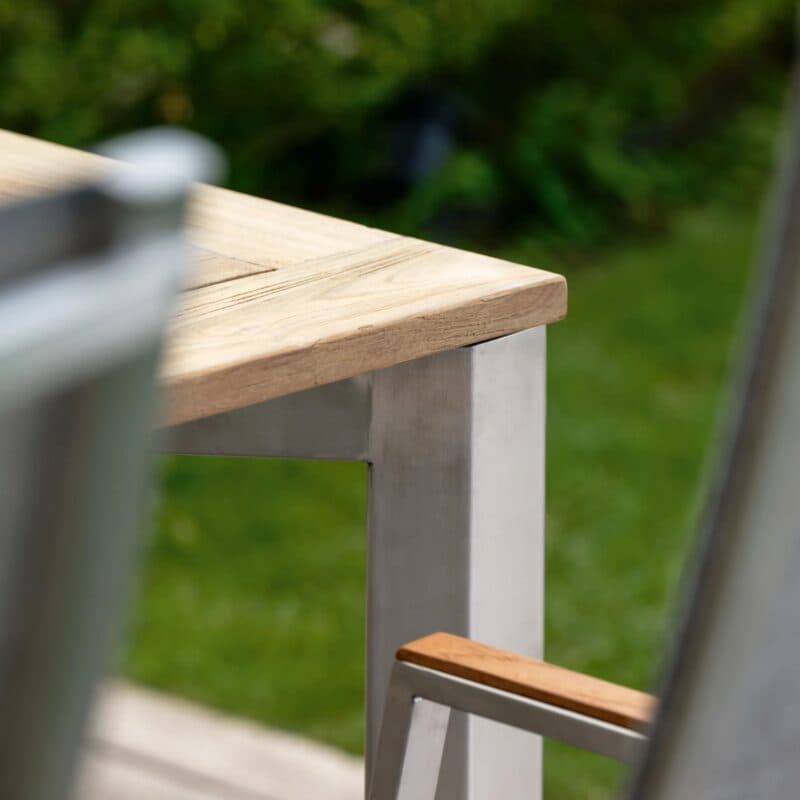 Stern Penta Gartentisch, Gestell Edelstahl, Tischplatte Teakholz