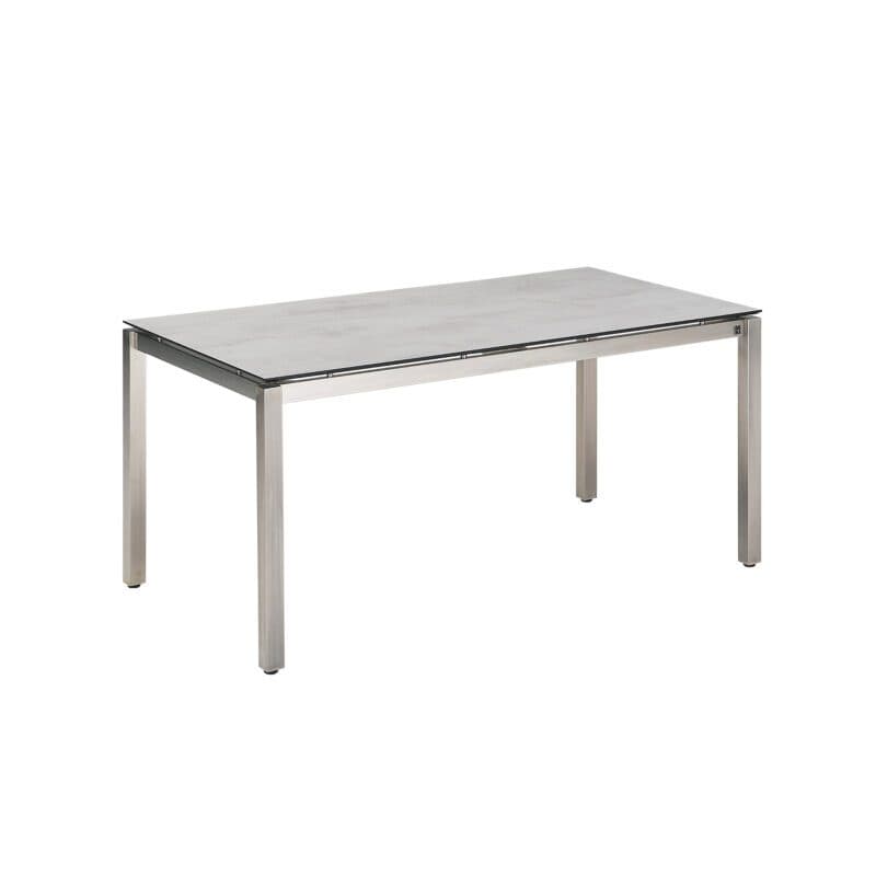 CASA DOMA "Carini" Gartentisch 160x90 cm, Gestell Edelstahl gebürstet, Tischplatte HPL Chromix silber