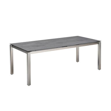 CASA DOMA "Carini" Gartentisch 210x100 cm, Gestell Edelstahl gebürstet, Tischplatte HPL Chromix anthrazit