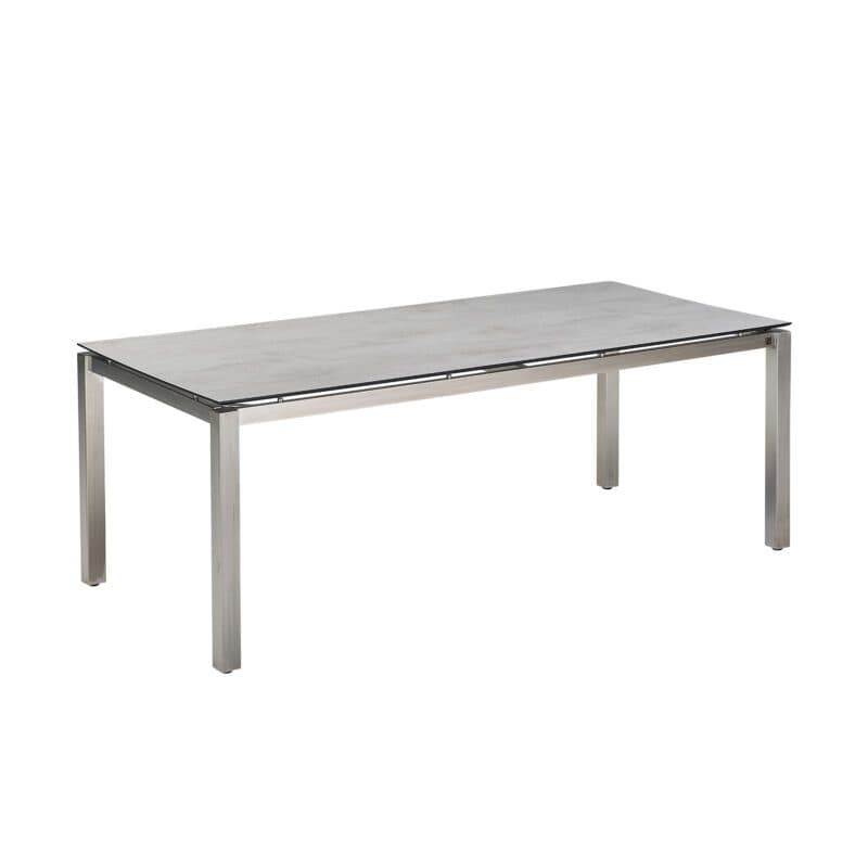 CASA DOMA "Carini" Gartentisch 210x100 cm, Gestell Edelstahl gebürstet, Tischplatte HPL Chromix silber