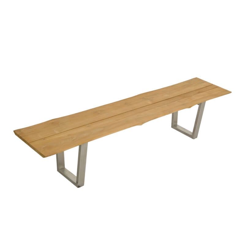 CASA DOMA "Falerna" Gartenbank mit Kufengestell 210 cm, Gestell Edelstahl, Sitzfläche Teakholz mit Baumkante