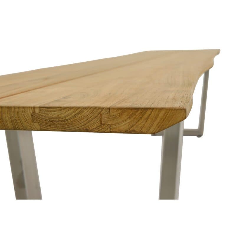 CASA DOMA "Falerna" Gartenbank mit Kufengestell 210 cm, Gestell Edelstahl, Sitzfläche Teakholz mit Baumkante