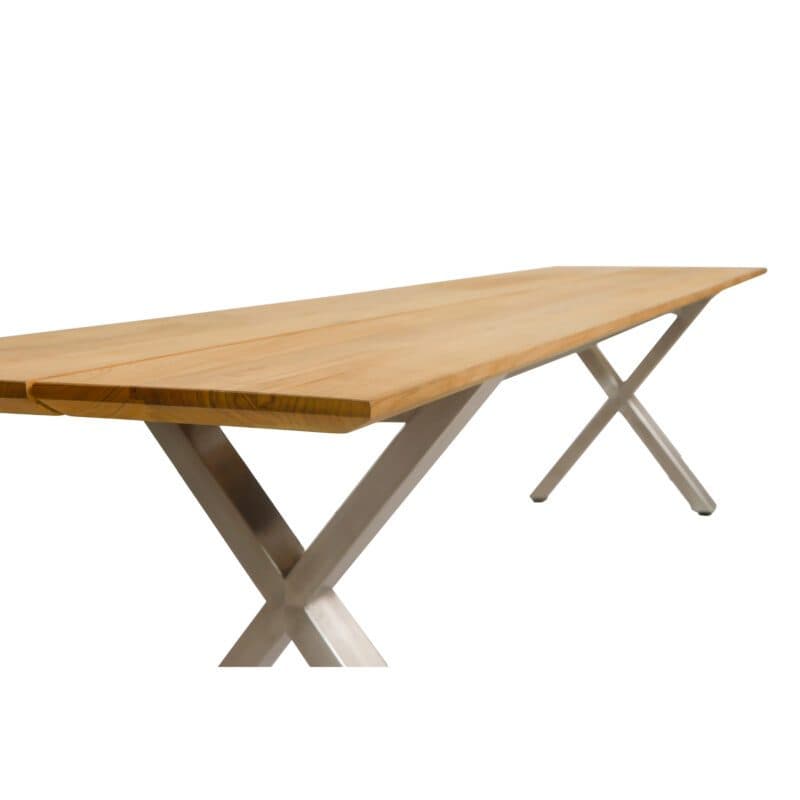 CASA DOMA "Falerna" Gartenbank mit X-Gestell 210 cm, Gestell Edelstahl, Sitzfläche Teakholz