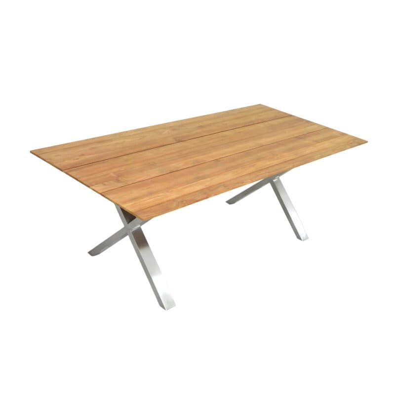 CASA DOMA "Falerna" Gartentisch 210 x 100 cm, Gestell Edelstahl, Tischplatte Teakholz