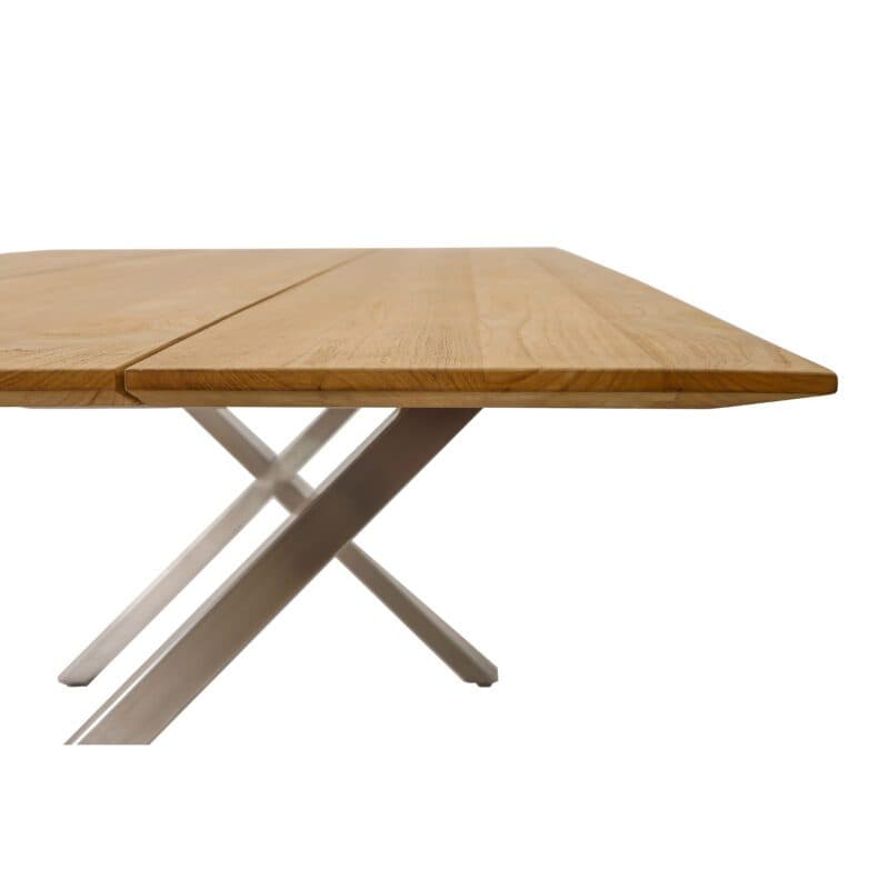 CASA DOMA "Falerna" Gartentisch 210 x 100 cm, Gestell Edelstahl, Tischplatte Teakholz