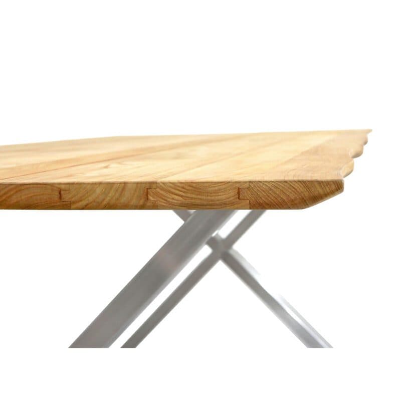 CASA DOMA "Falerna" Gartentisch 210 x 100 cm, Gestell Edelstahl, Tischplatte Teakholz mit Baumkante