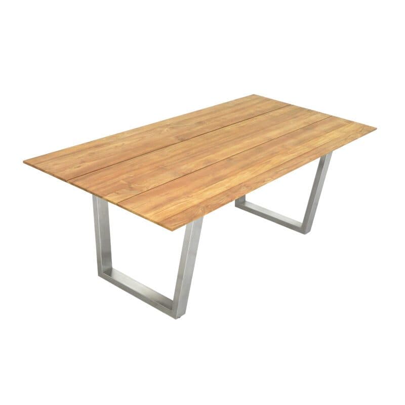 CASA DOMA "Falerna" Kufentisch 210 x 100 cm, Gestell Edelstahl, Tischplatte Teakholz