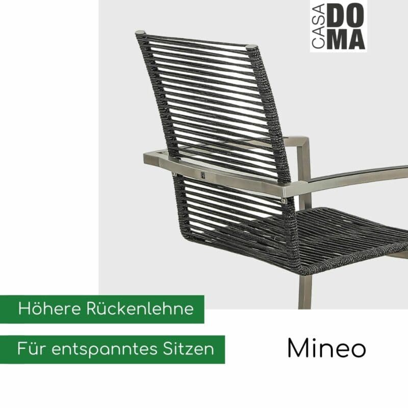 CASA DOMA "Mineo" Freischwinger, Edelstahl/Rope mit Aluminium-Armlehnen