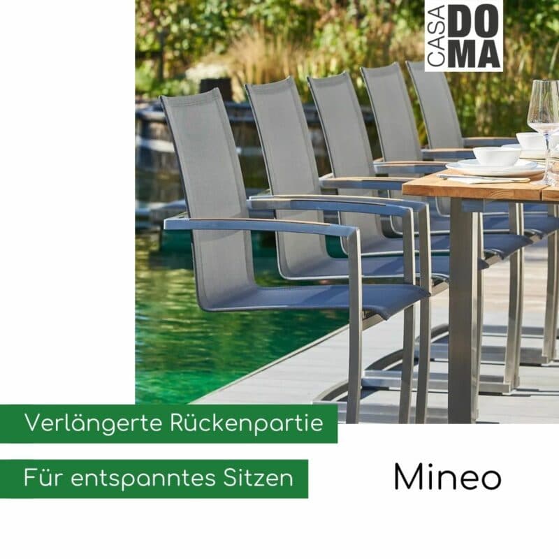 CASA DOMA "Mineo" Freischwinger, Edelstahl mit Teak-Armlehnen