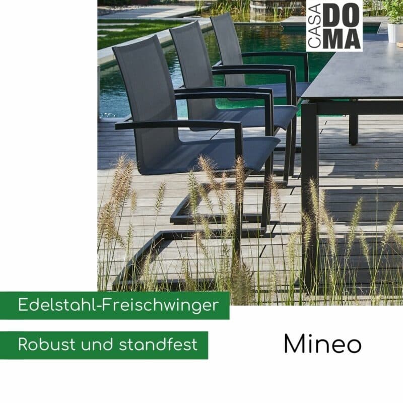 CASA DOMA "Mineo" Freischwinger, Edelstahl anthrazit mit Aluminium-Armlehnen