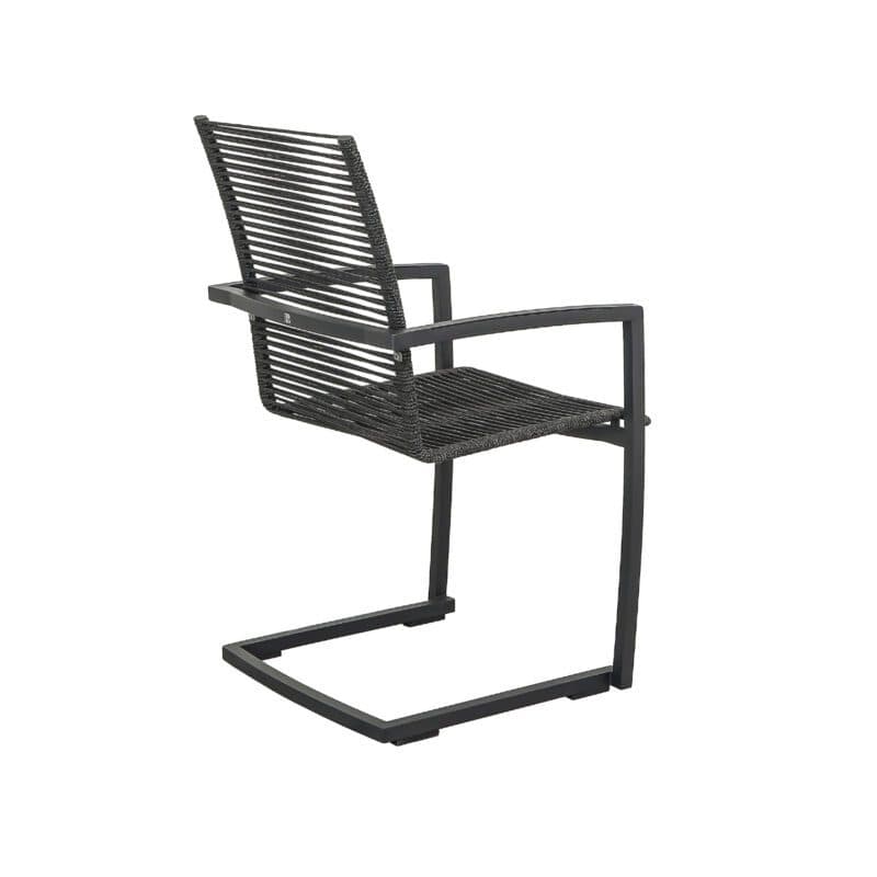 CASA DOMA "Mineo" Freischwinger, Edelstahl anthrazit, Bespannung Rope anthrazit, Armlehnen Aluminium