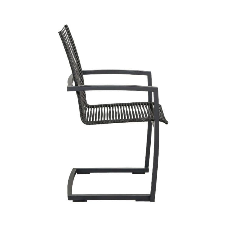 CASA DOMA "Mineo" Freischwinger, Edelstahl anthrazit, Bespannung Rope anthrazit, Armlehnen Aluminium