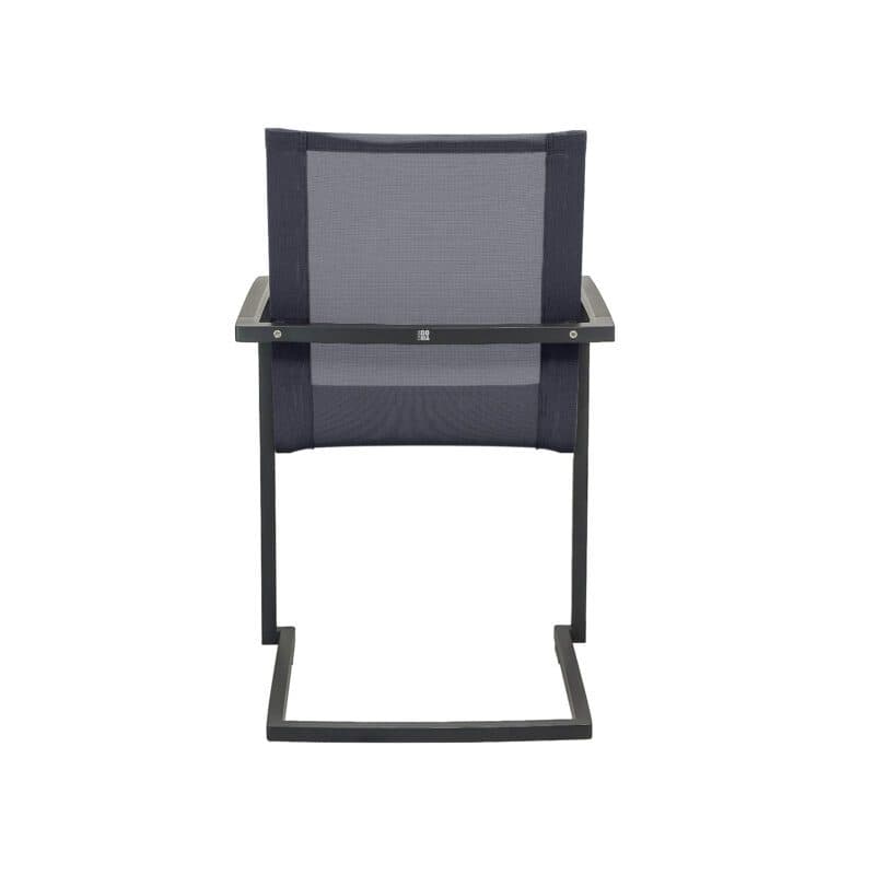 CASA DOMA "Mineo" Freischwinger, Gestell Edelstahl anthrazit, Sitzfläche Textilgewebe Sunproof® Sling schwarz/silber, Armlehnen Aluminium schwarz