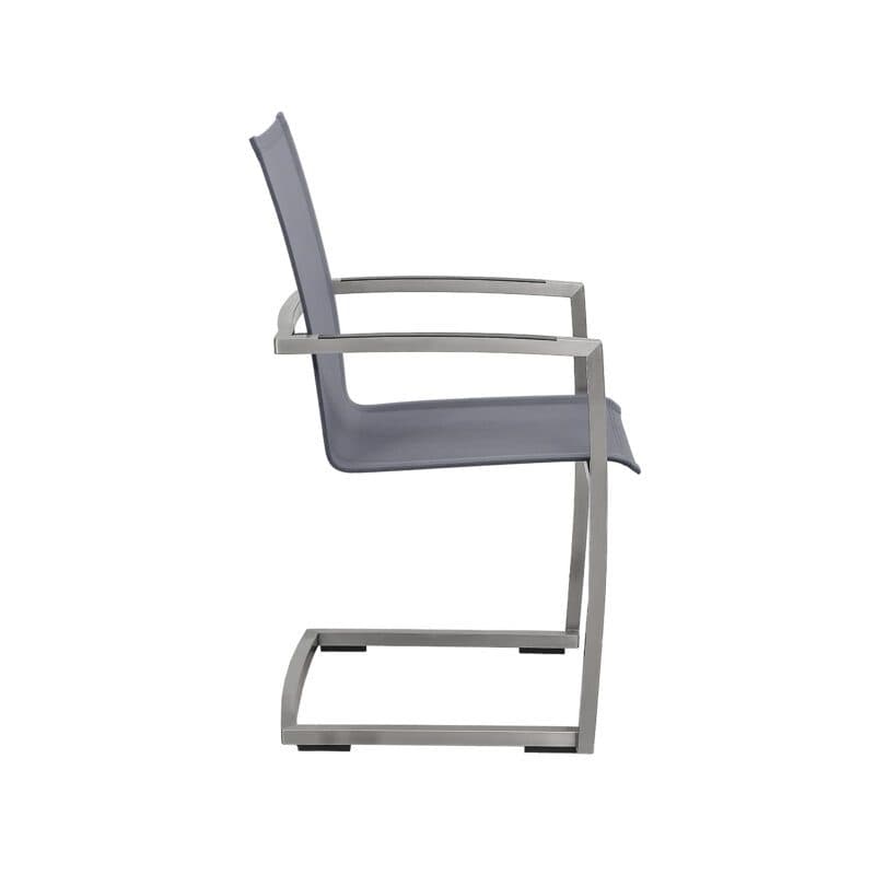 CASA DOMA "Mineo" Freischwinger, Gestell Edelstahl gebürstet, Sitzfläche Textilgewebe Sunproof® Sling schwarz/silber, Armlehnen Aluminium anthrazit