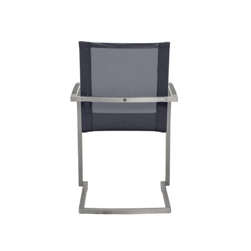 CASA DOMA "Mineo" Freischwinger, Gestell Edelstahl gebürstet, Sitzfläche Textilgewebe Sunproof® Sling schwarz/silber, Armlehnen Aluminium anthrazit