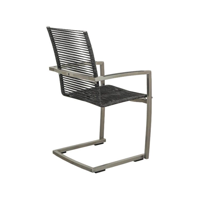 CASA DOMA "Mineo" Freischwinger, Edelstahl gebürstet, Bespannung Rope anthrazit, Armlehnen Aluminium