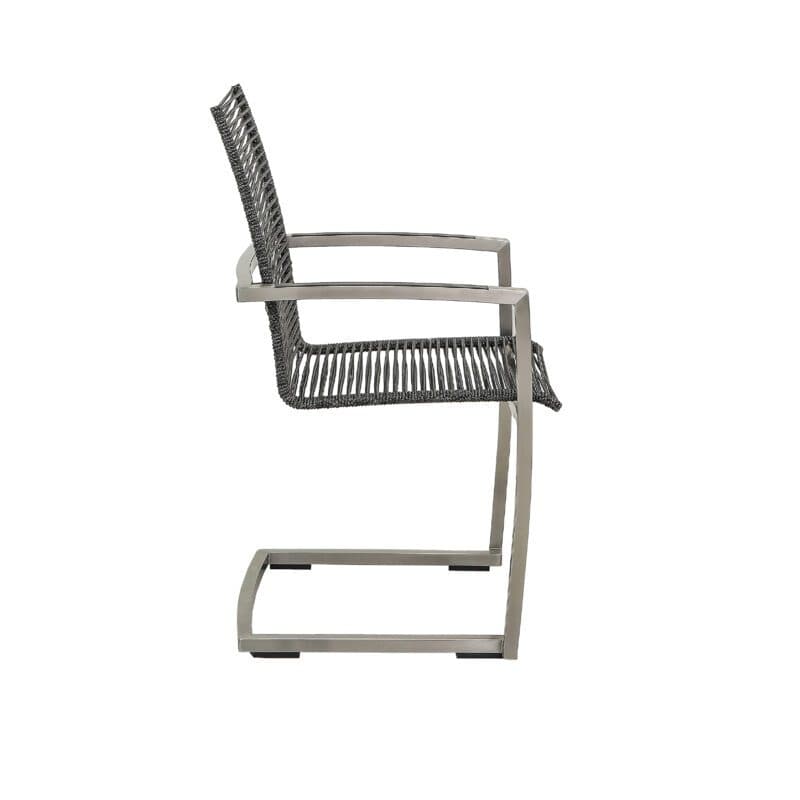 CASA DOMA "Mineo" Freischwinger, Edelstahl gebürstet, Bespannung Rope anthrazit, Armlehnen Aluminium