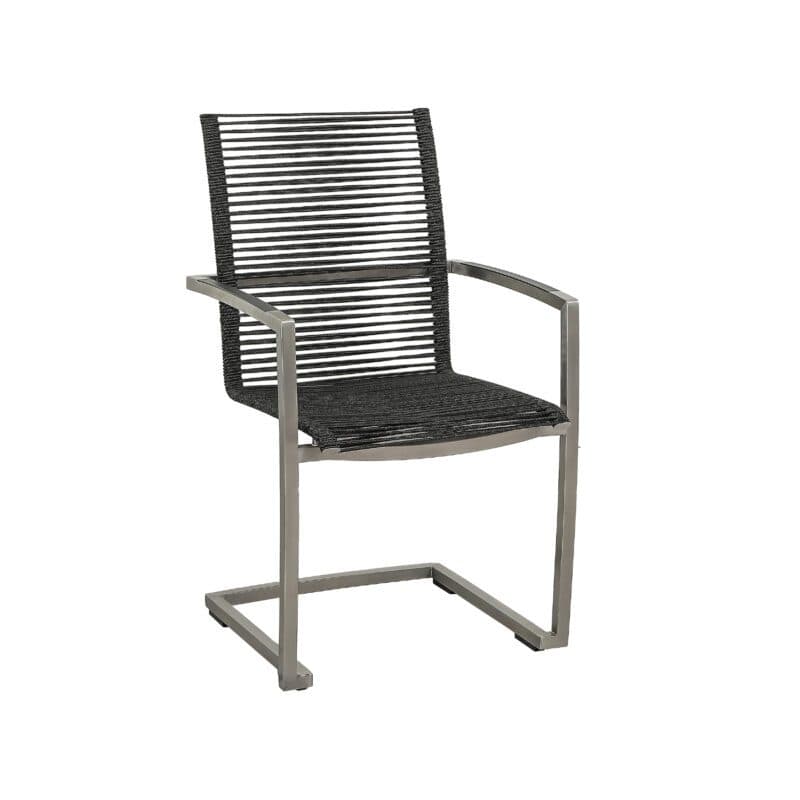 CASA DOMA "Mineo" Freischwinger, Edelstahl gebürstet, Bespannung Rope anthrazit, Armlehnen Aluminium
